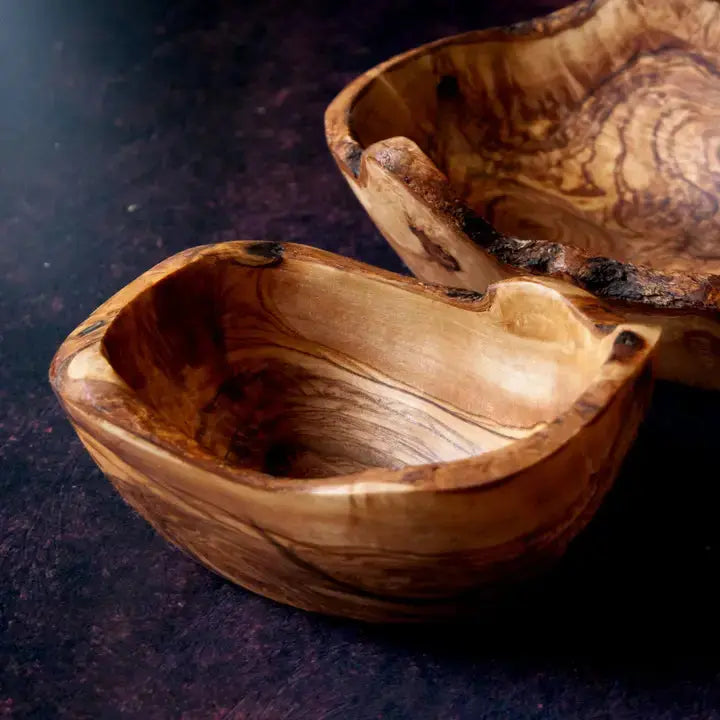 Rustic Tunisian Olive Wood Dish Carthago Oils African Treasures