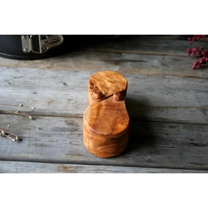 Rustic Tunisian olive wood salt and pepper bowl set, perfect for seasoning with a touch of natural elegance