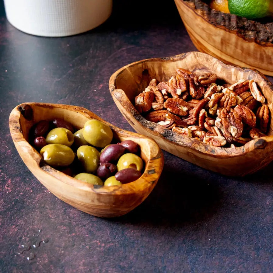 Rustic Tunisian Olive Wood Dish Carthago Oils African Treasures